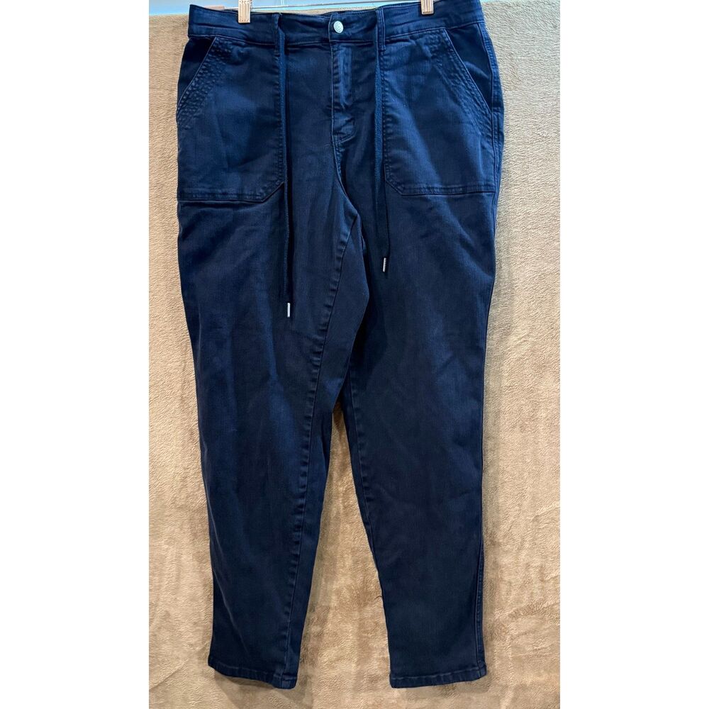 Judy Blue 14W Dark Blue Garment Dyed Utility Trousers Cargo Drawstring Pants‎